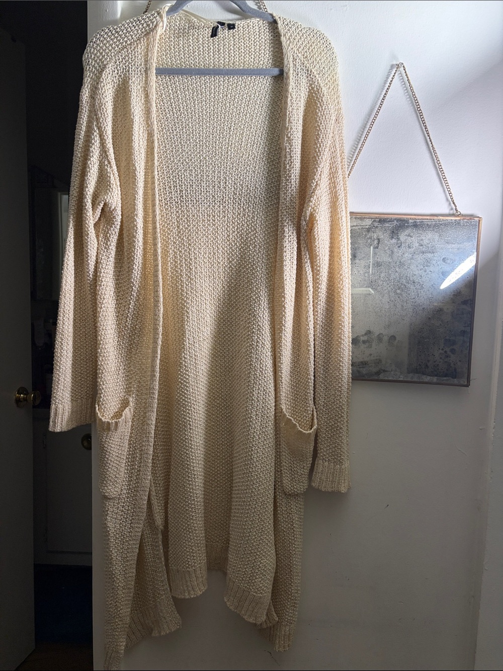 Moon & Madison Cream Open-Front Knit Cardigan Sweater